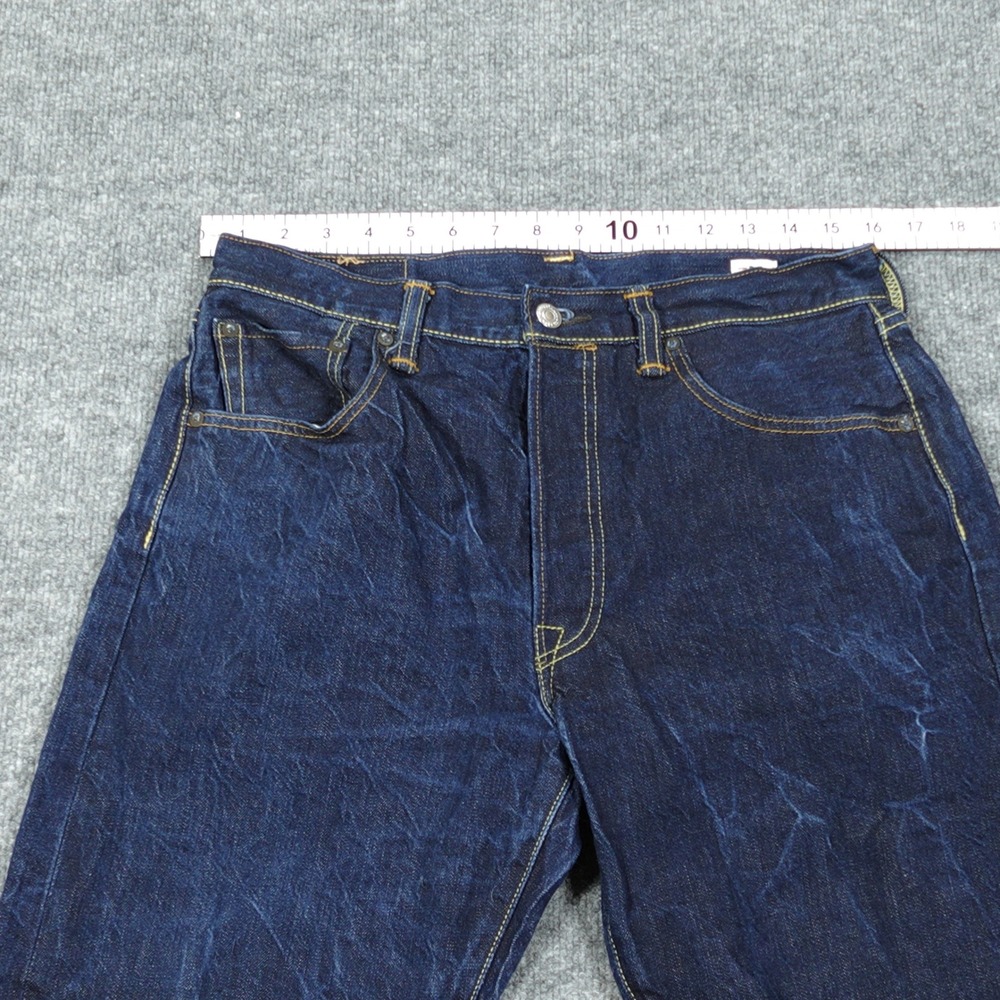 Levi's 501 Jeans Mens 33x32 Dark Blue White Oak Cone Denim Selvedge Button Fly - Picture 9 of 14